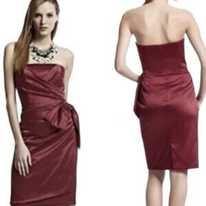 NWT White House Black Market Burgundy Strapless Cocktail Dress  Size 8